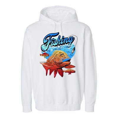 Fishing Red Snapper Garment-Dyed Fleece Hoodie