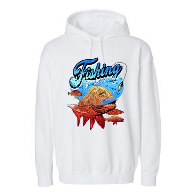 Fishing Red Snapper Garment-Dyed Fleece Hoodie