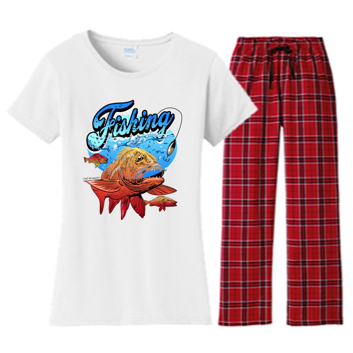 Fishing Red Snapper Women's Flannel Pajama Set