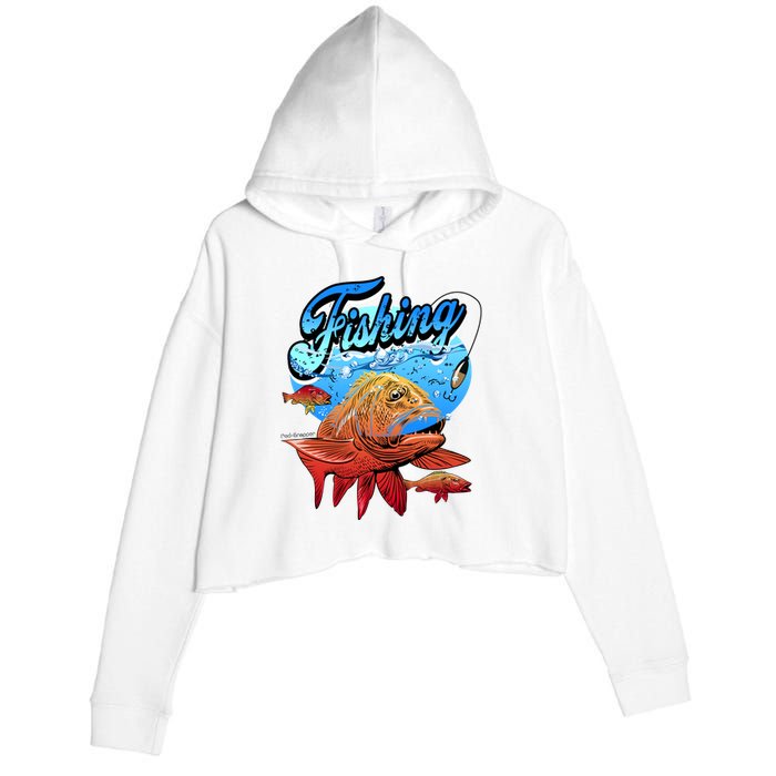 Fishing Red Snapper Crop Fleece Hoodie