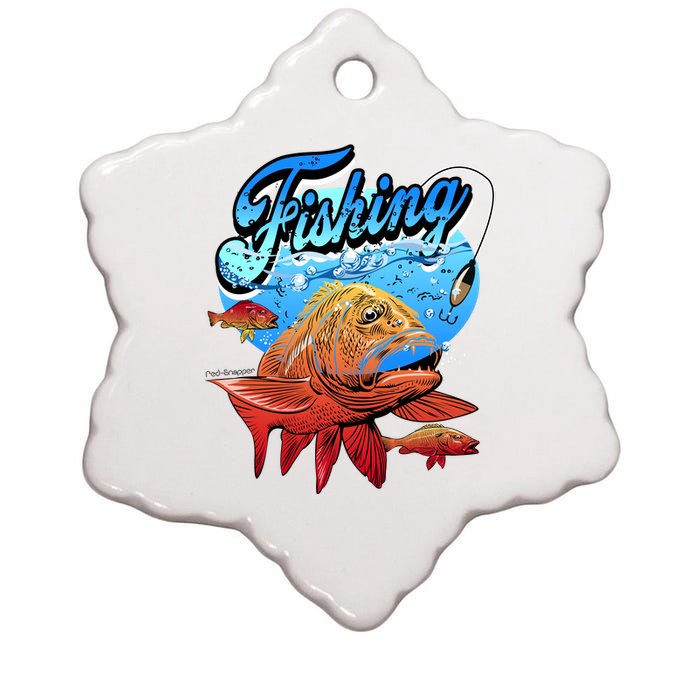 Fishing Red Snapper Ceramic Star Ornament