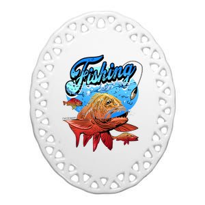 Fishing Red Snapper Ceramic Oval Ornament