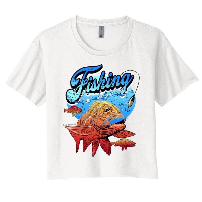 Fishing Red Snapper Women's Crop Top Tee