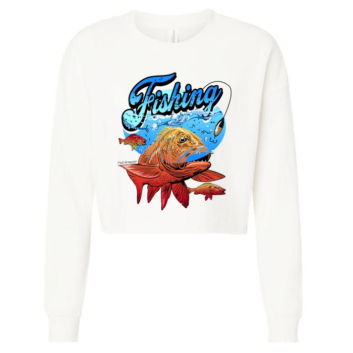 Fishing Red Snapper Cropped Pullover Crew