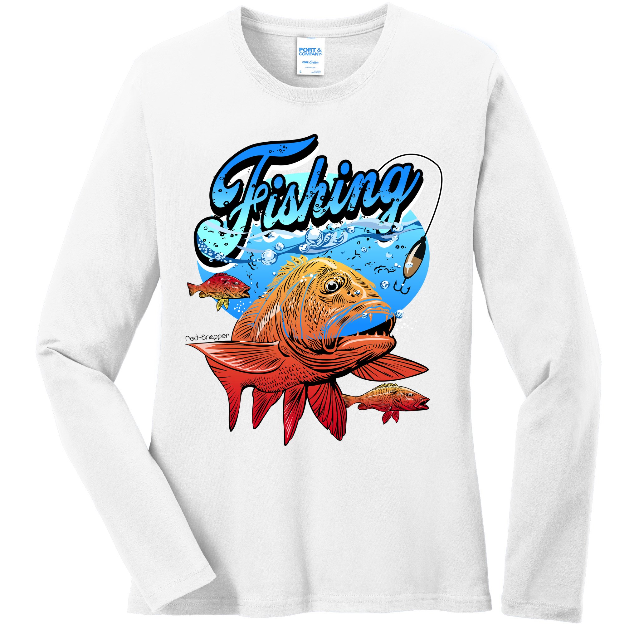 Fishing Red Snapper Ladies Long Sleeve Shirt