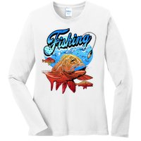 Fishing Red Snapper Ladies Long Sleeve Shirt