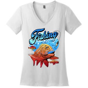 Fishing Red Snapper Women's V-Neck T-Shirt