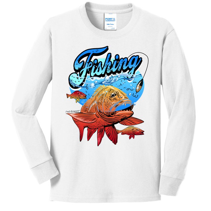 Fishing Red Snapper Kids Long Sleeve Shirt