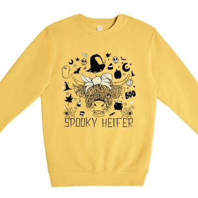 Funny Retro Spooky Heifer Scary Halloween Cow Costume Women Premium Crewneck Sweatshirt