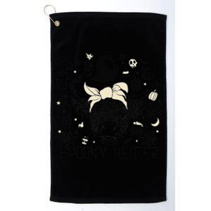 Funny Retro Spooky Heifer Scary Halloween Cow Costume Women Platinum Collection Golf Towel