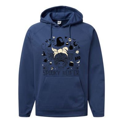 Funny Retro Spooky Heifer Scary Halloween Cow Costume Women Performance Fleece Hoodie