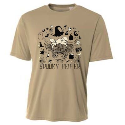 Funny Retro Spooky Heifer Scary Halloween Cow Costume Women Cooling Performance Crew T-Shirt