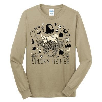 Funny Retro Spooky Heifer Scary Halloween Cow Costume Women Tall Long Sleeve T-Shirt