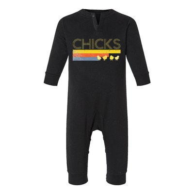 Funny Retro Striped Easter Chicks Chick Baby Chicken Infant Fleece One Piece