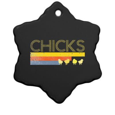 Funny Retro Striped Easter Chicks Chick Baby Chicken Ceramic Star Ornament