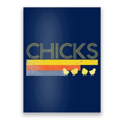 Funny Retro Striped Easter Chicks Chick Baby Chicken Poster