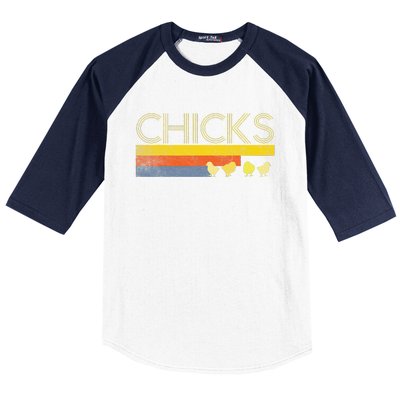 Funny Retro Striped Easter Chicks Chick Baby Chicken Baseball Sleeve Shirt