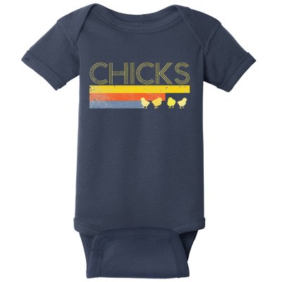 Funny Retro Striped Easter Chicks Chick Baby Chicken Baby Bodysuit