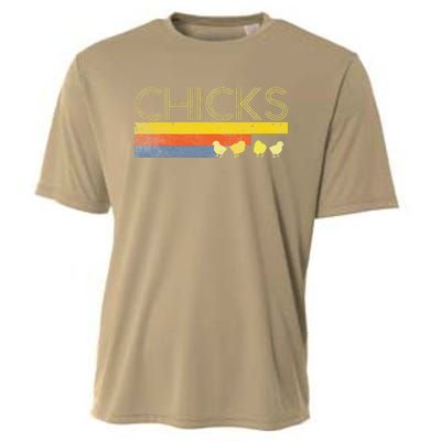 Funny Retro Striped Easter Chicks Chick Baby Chicken Cooling Performance Crew T-Shirt