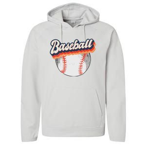 Fun Retro Style Baseball for Baseball Fans Performance Fleece Hoodie