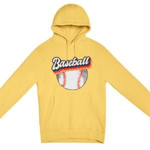 Fun Retro Style Baseball for Baseball Fans Premium Pullover Hoodie