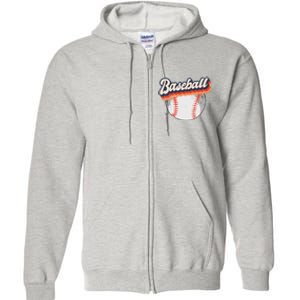 Fun Retro Style Baseball for Baseball Fans Full Zip Hoodie