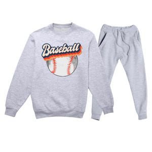 Fun Retro Style Baseball for Baseball Fans Premium Crewneck Sweatsuit Set