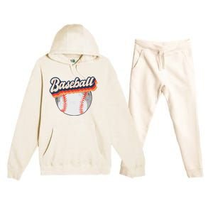 Fun Retro Style Baseball for Baseball Fans Premium Hooded Sweatsuit Set