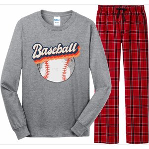 Fun Retro Style Baseball for Baseball Fans Long Sleeve Pajama Set