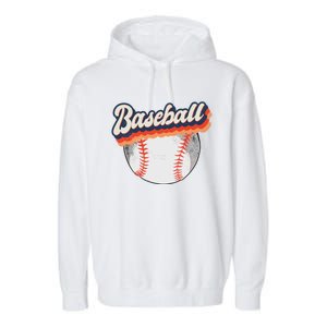 Fun Retro Style Baseball for Baseball Fans Garment-Dyed Fleece Hoodie