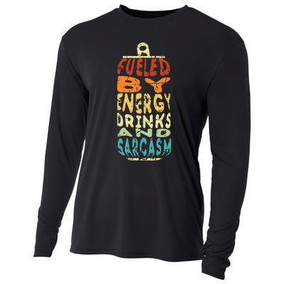 Funny Retro Sarcastic Energy Drink Caffeine Lover Cooling Performance Long Sleeve Crew