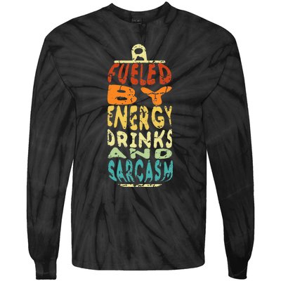 Funny Retro Sarcastic Energy Drink Caffeine Lover Tie-Dye Long Sleeve Shirt