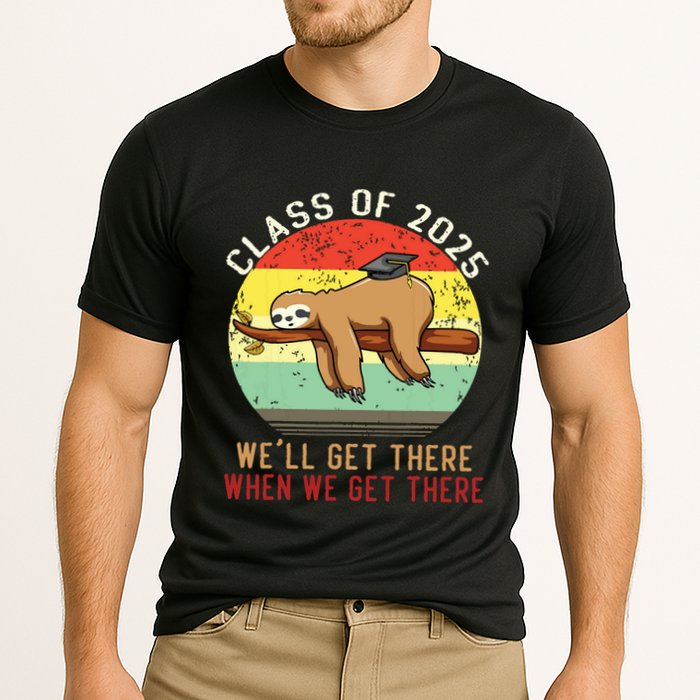 Funny Retro Senior Class Of 2025 Sloth Cap Graduation Gifts Cooling Performance Crew T-Shirt