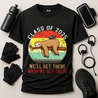 Funny Retro Senior Class Of 2025 Sloth Cap Graduation Gifts Cooling Performance Crew T-Shirt