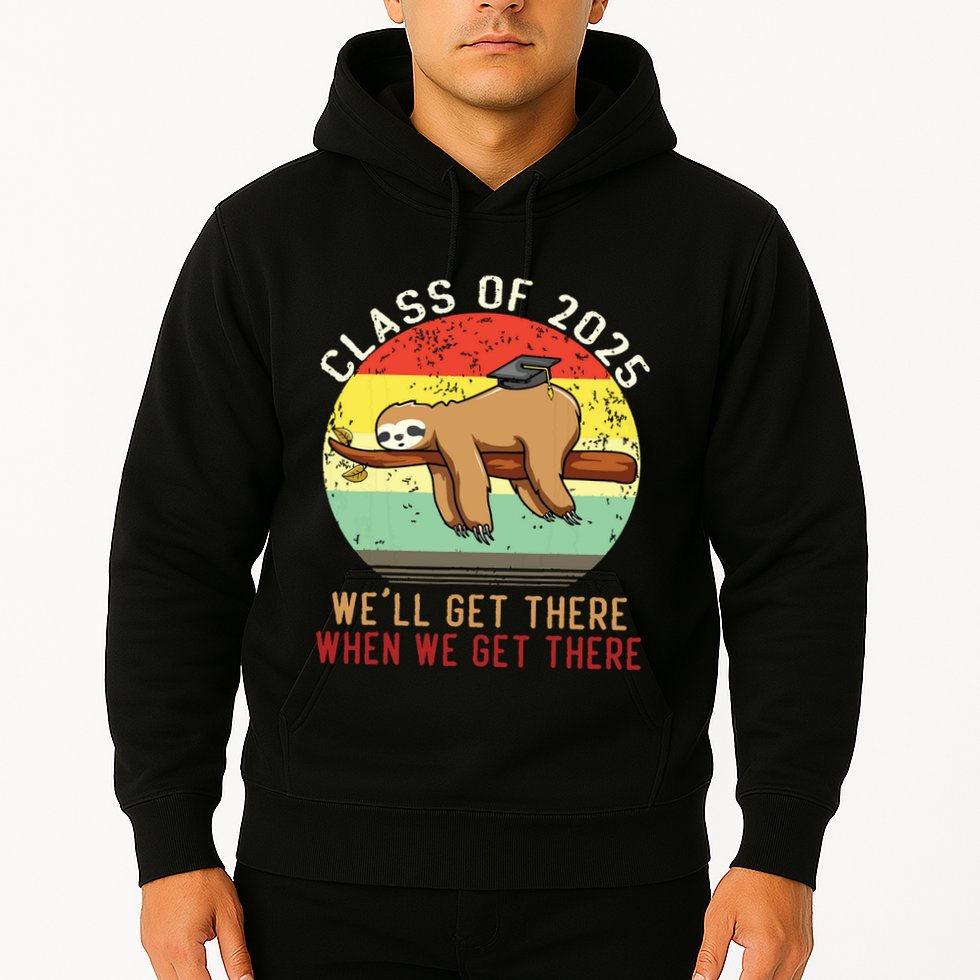 Funny Retro Senior Class Of 2025 Sloth Cap Graduation Gifts Hoodie