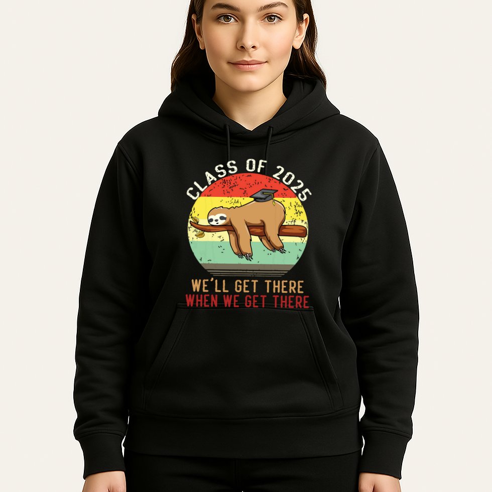 Funny Retro Senior Class Of 2025 Sloth Cap Graduation Gifts Hoodie