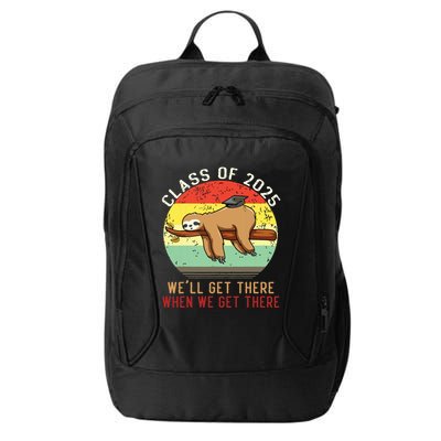Funny Retro Senior Class Of 2025 Sloth Cap Graduation Gifts City Backpack