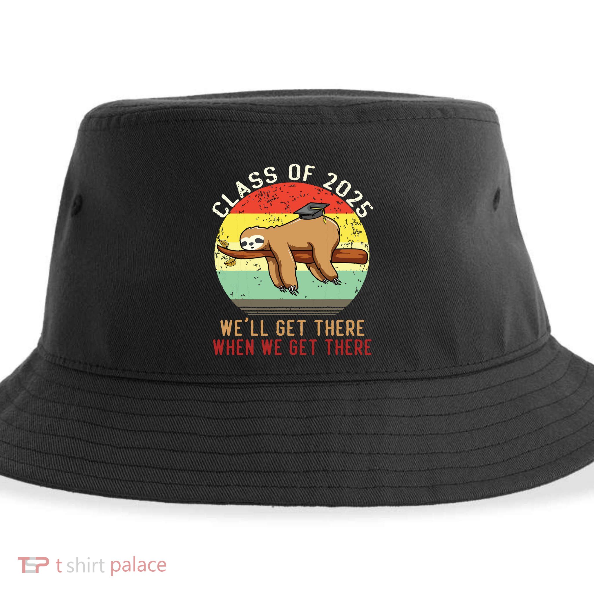 Funny Retro Senior Class Of 2025 Sloth Cap Graduation Gifts Sustainable Bucket Hat