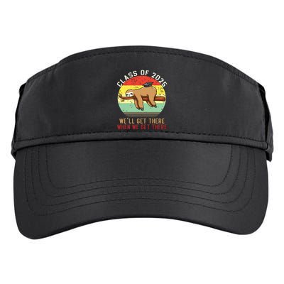 Funny Retro Senior Class Of 2025 Sloth Cap Graduation Gifts Adult Drive Performance Visor