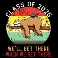 Funny Retro Senior Class Of 2025 Sloth Cap Graduation Gifts Flatbill Hat