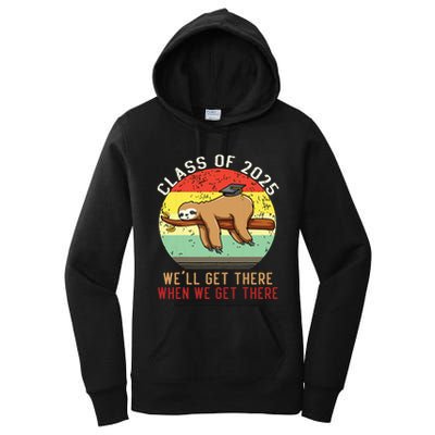 Funny Retro Senior Class Of 2025 Sloth Cap Graduation Gifts Women's Pullover Hoodie