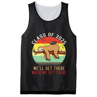 Funny Retro Senior Class Of 2025 Sloth Cap Graduation Gifts Mesh Reversible Basketball Jersey Tank