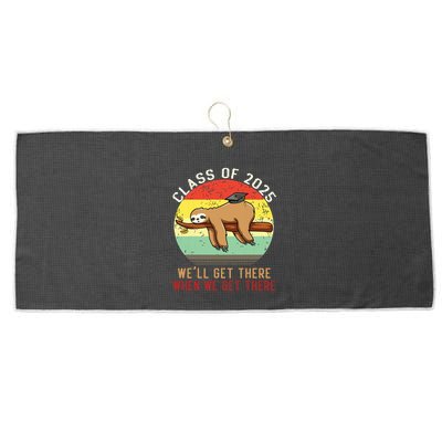 Funny Retro Senior Class Of 2025 Sloth Cap Graduation Gifts Large Microfiber Waffle Golf Towel