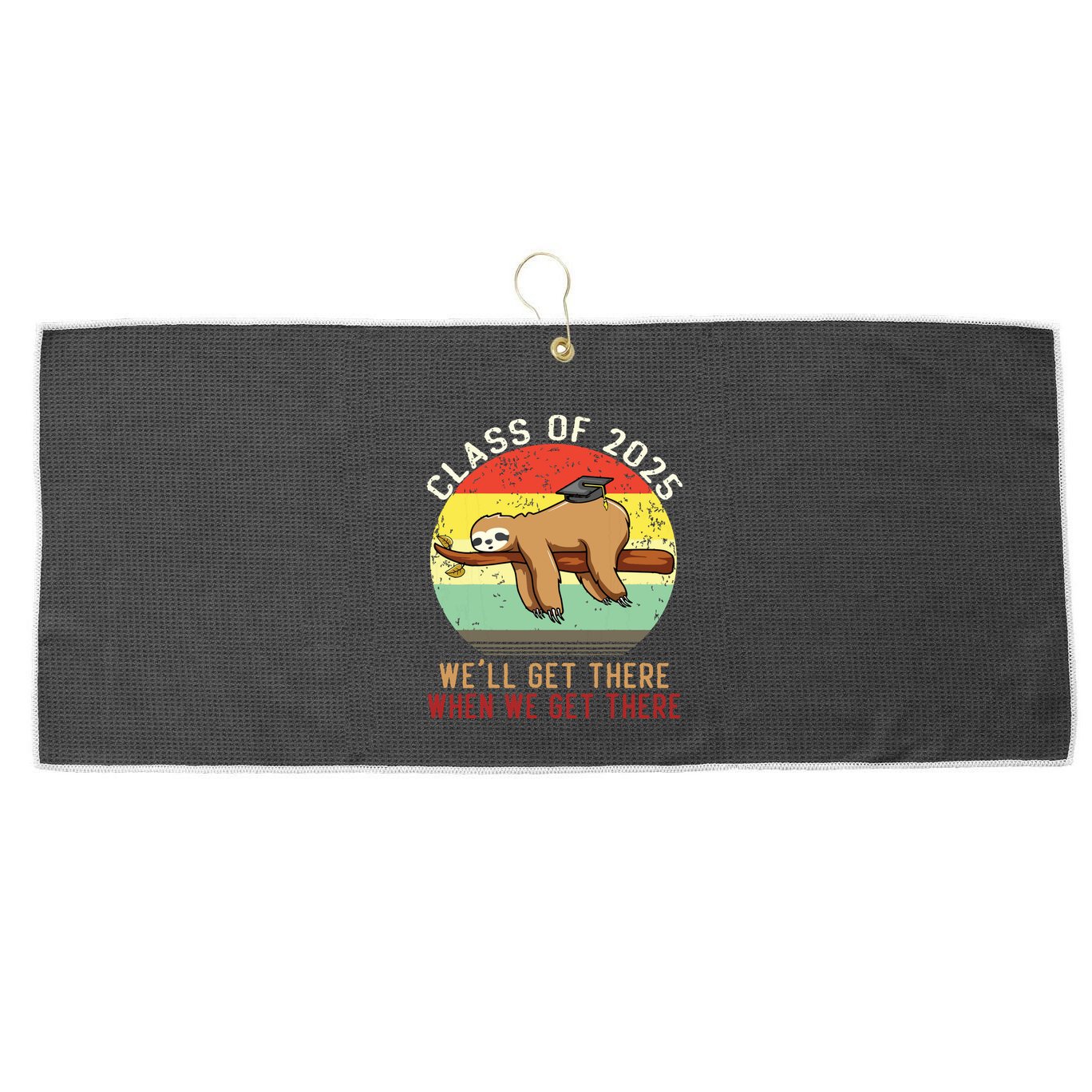 Funny Retro Senior Class Of 2025 Sloth Cap Graduation Gifts Large Microfiber Waffle Golf Towel