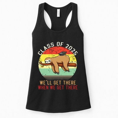 Funny Retro Senior Class Of 2025 Sloth Cap Graduation Gifts Womens Tank Top