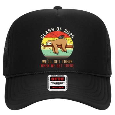 Funny Retro Senior Class Of 2025 Sloth Cap Graduation Gifts Trucker Hat