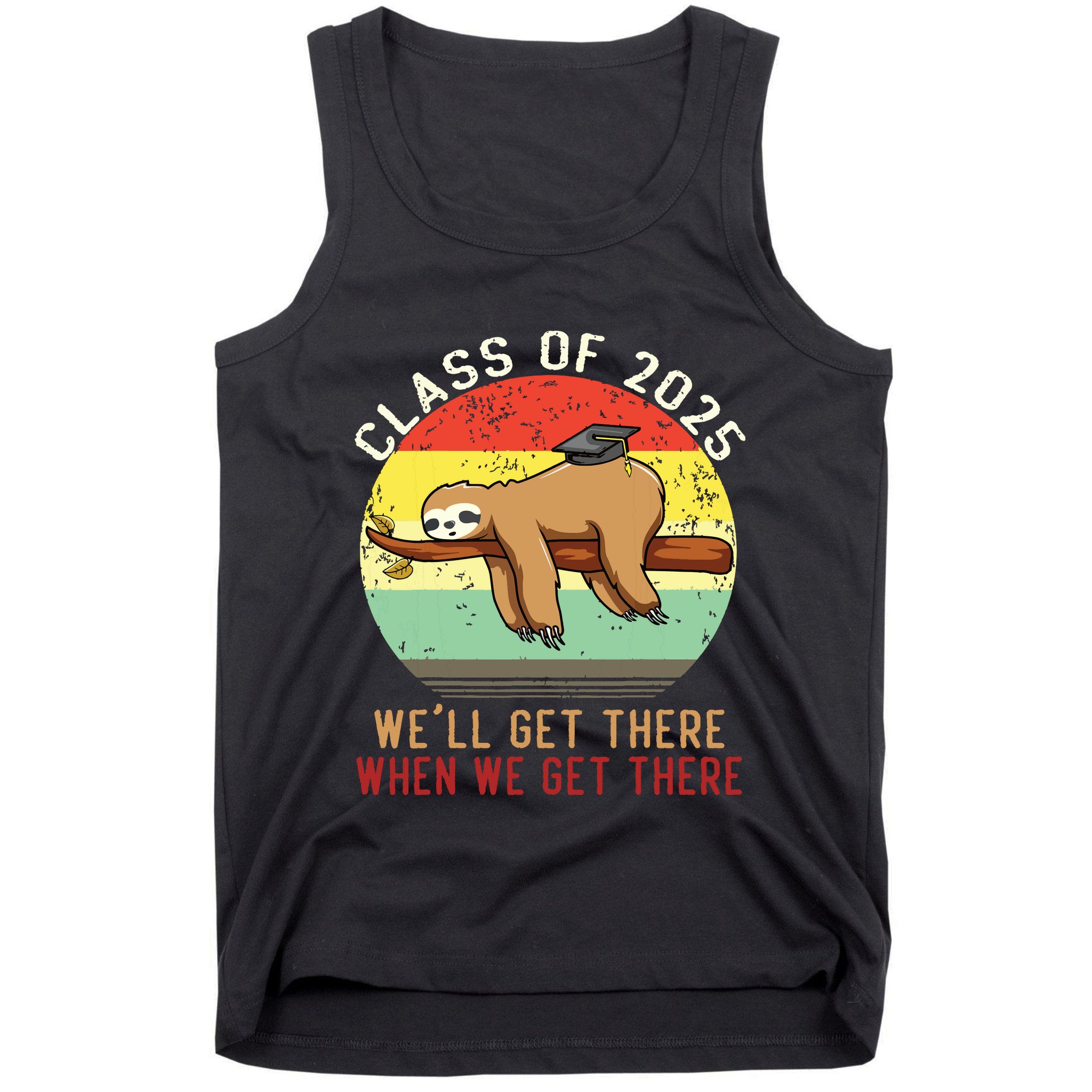 Funny Retro Senior Class Of 2025 Sloth Cap Graduation Gifts Tank Top