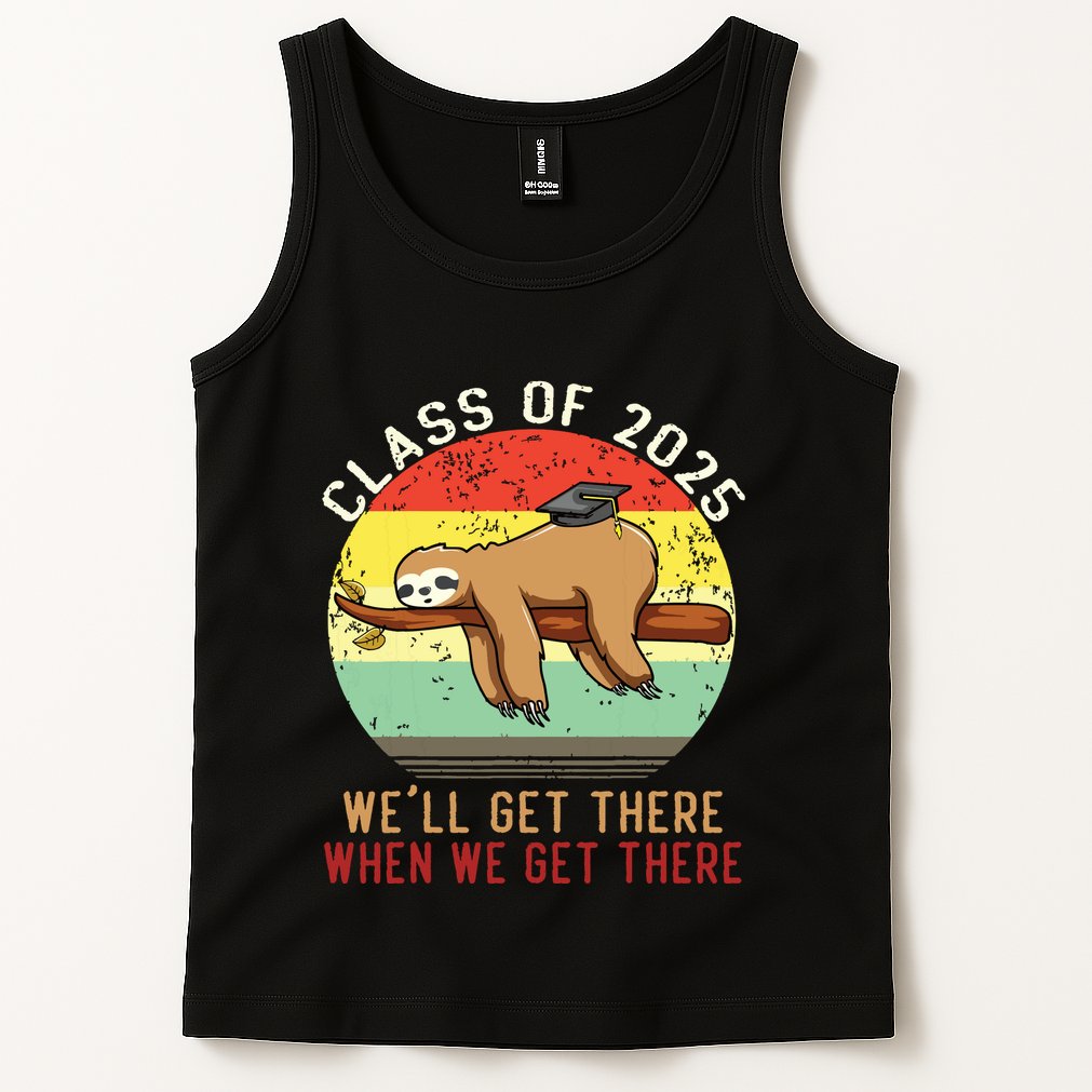Funny Retro Senior Class Of 2025 Sloth Cap Graduation Gifts Tank Top