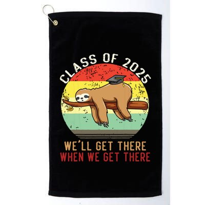 Funny Retro Senior Class Of 2025 Sloth Cap Graduation Gifts Golf Towel