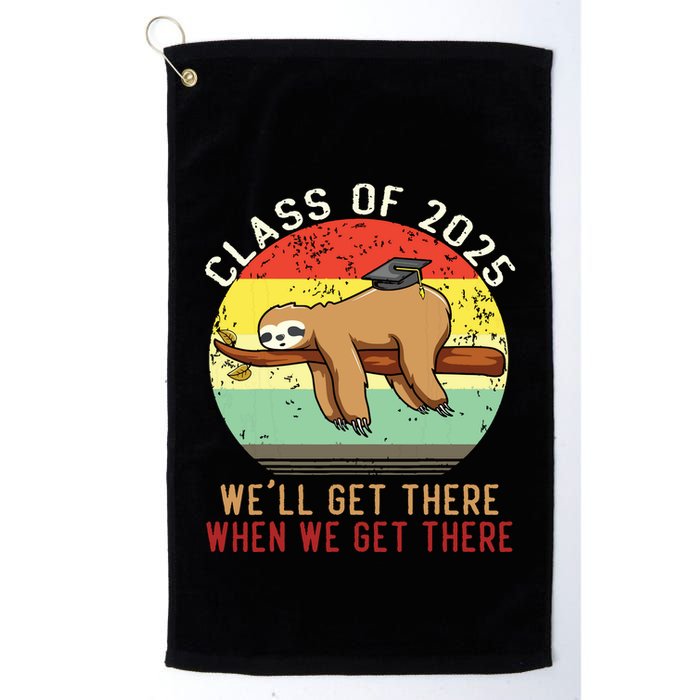 Funny Retro Senior Class Of 2025 Sloth Cap Graduation Gifts Golf Towel